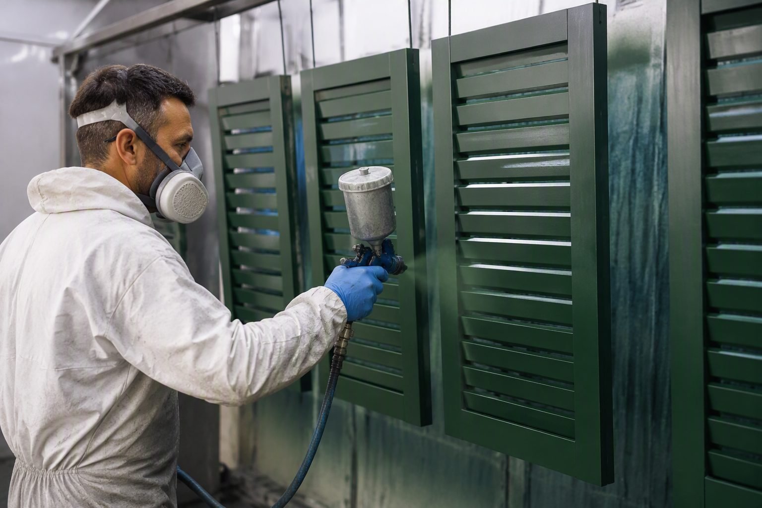 Verniciatura a spruzzo nella cabina del laboratorio a Bergamo e provincia